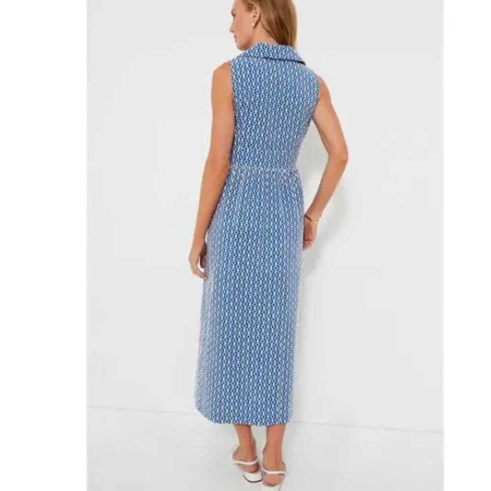 NEW Tuckernuck Pomander Place Blue eyelet Noelle dress sleeveless white Maxi mid - Picture 4 of 7